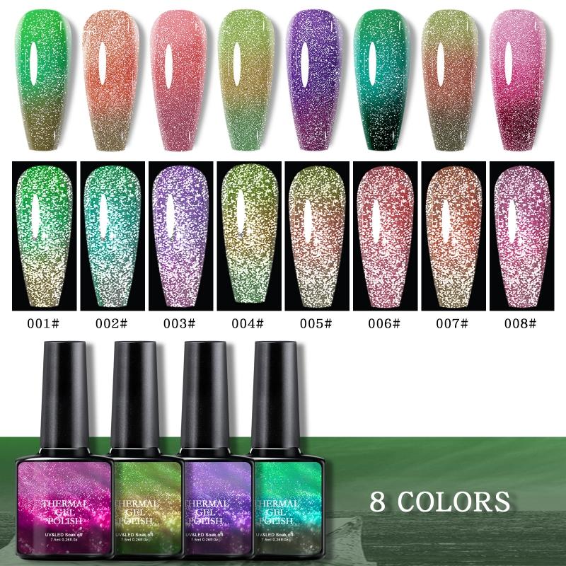 Fargeskiftende gellakk termisk gellakk Fargeendringer med temperatur neglelakk 7,5 ml