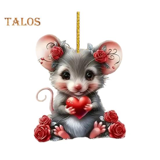 

Собака Орнамент День святого Валентина Акрилова тварина Висяча прикраса Мультфільм Цуценя Підвіска для автомобіля Дзеркало заднього виду Декор різдвяної ялинки D