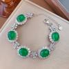 Jewelry Green Chalcedony Green Fluorescent Bracelet Round Diamond-Encrusted Jade Bracelet Female Birthday Gift