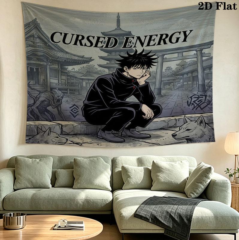 Arazzo da Parete Jujutsu Kaisen Appeso Estetico alla Parete Coperta in Tessuto Stampato Arazzi Decorativi per Camera da Letto Soggiorno Decorazione per la Casa