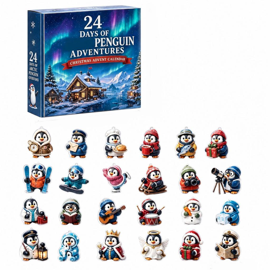2D Christmas Advent Calendar with Days of Penguin-Themed Boxes