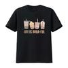 Life Is Boba Ful T Shirt For Women Cute Pearl Milk Tea Pattern Casual Funny Tops Lover GifT vintage Washed Versatile