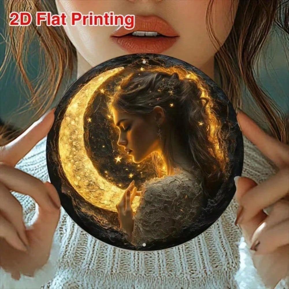 Moon Goddess Metal Wall Art For Courtyard Living Room Office Farmhouse Decor Spring Gift