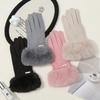 Women's Winter Sheepskin Touchscreen Gloves - Thick, Windproof, Cold-Proof, Fur-Lined for Cycling and Outdoor Warmth