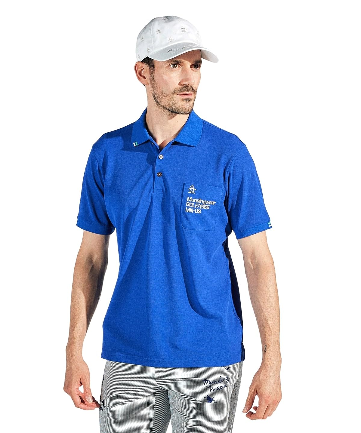 

Munsingwear MG5SHS32M Short Sleeve Collared Pique Shirt with Filasis Golf Blue Men s Moisture-Wicking, Quick-Drying Sunscreen, Compatible, (BL00)