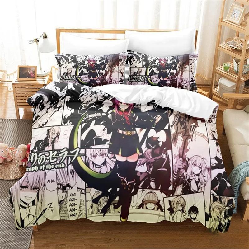 3D Druck Anime Seraph of the end Bettwäscheset Jungen Mädchen Twin Queen King Size Bettbezug Kissenbezug Bett Jungen Erwachsene