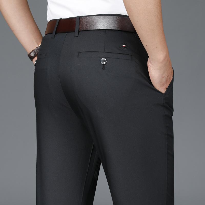 Bügelfreie Eisseide Baumwolle Sommer dünne Abschnitt der Herren Freizeithose gerade lockere Businesshose Herrenhose