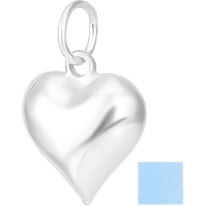 Beebeecraft 1 Box 925 Sterling Silver Charms Puffed Heart Charms 3D Love Dangle Pendants with Jump Rings for Jewellery Making Necklaces Bracelets DIY