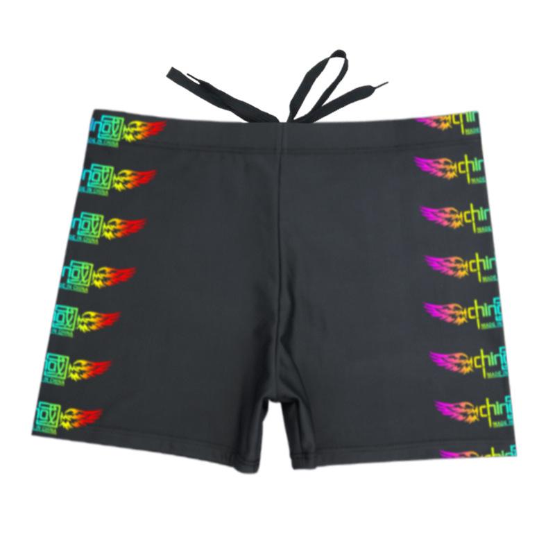 High-Waist Men's Flame Swim Trunks - Conservative, Anti-Embarrassment Beachwear