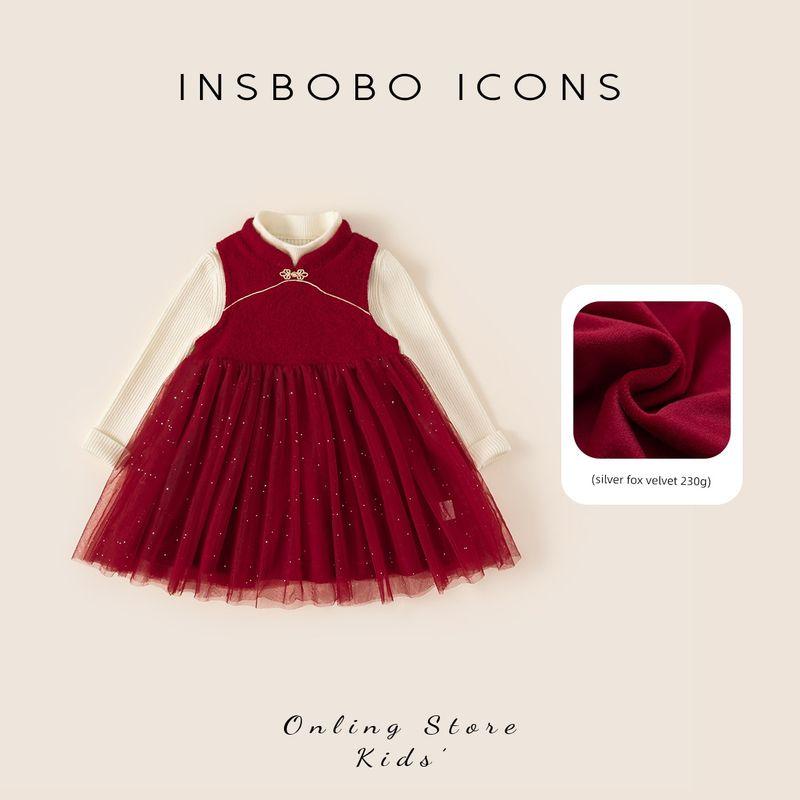 Insbobo Girls  Hanfu 2025 Winter New Style Girl s Tang Suit One-Year-Old Baby Girl s Formal Dress New Chinese Style Suit Dress Red 80