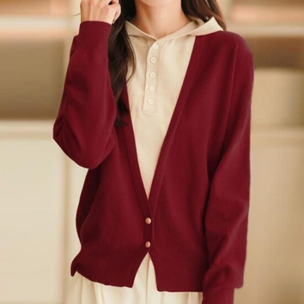 Navava Casual Long Sleeve Two In One Hooded Knit Tee Nk2445