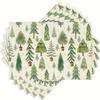 4/ 6pcs Polka-Dot Potted Pine Tree Star Christmas Placemats, 12x18 Inch Washable Table Mats for Kitchen Dining Home Party Decor
