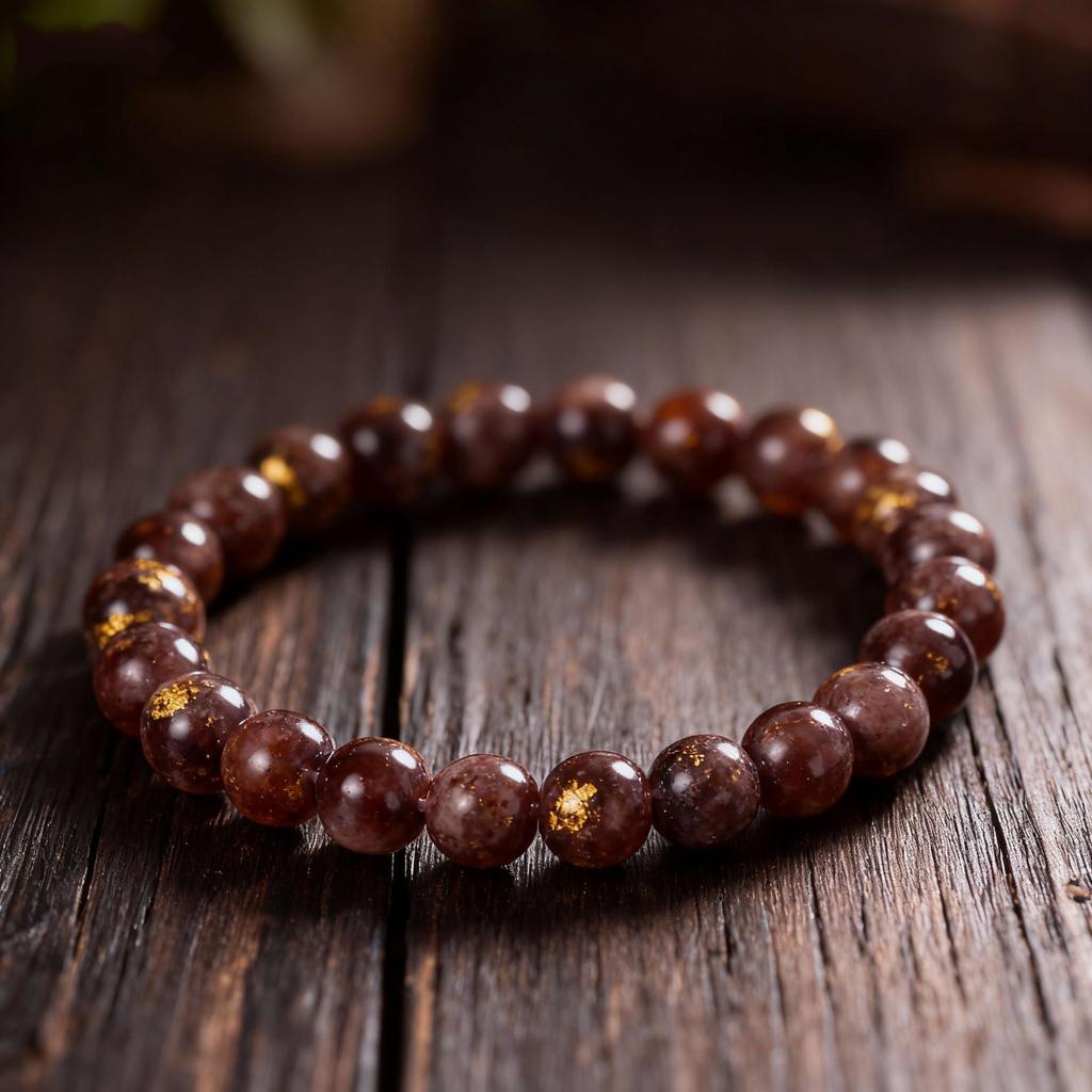 Festive Gifts Dark Red Gold Speckle Stone Beaded Bracelet Elegant Fashion Jewelry For Women Daily Wear Gift