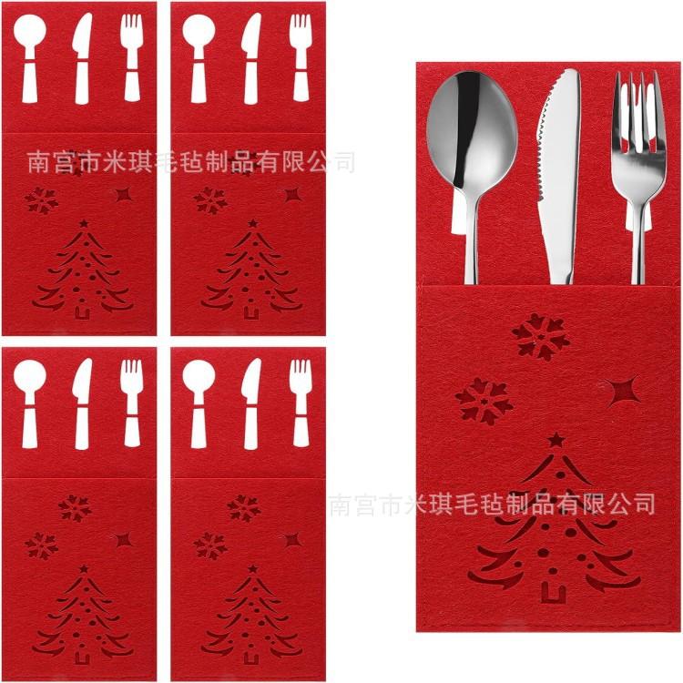 

Войлочный рождественский набор столовых приборов для ресторана, отеля, набор столовых приборов, рождественское украшение, войлочная сумка Red 10pcs