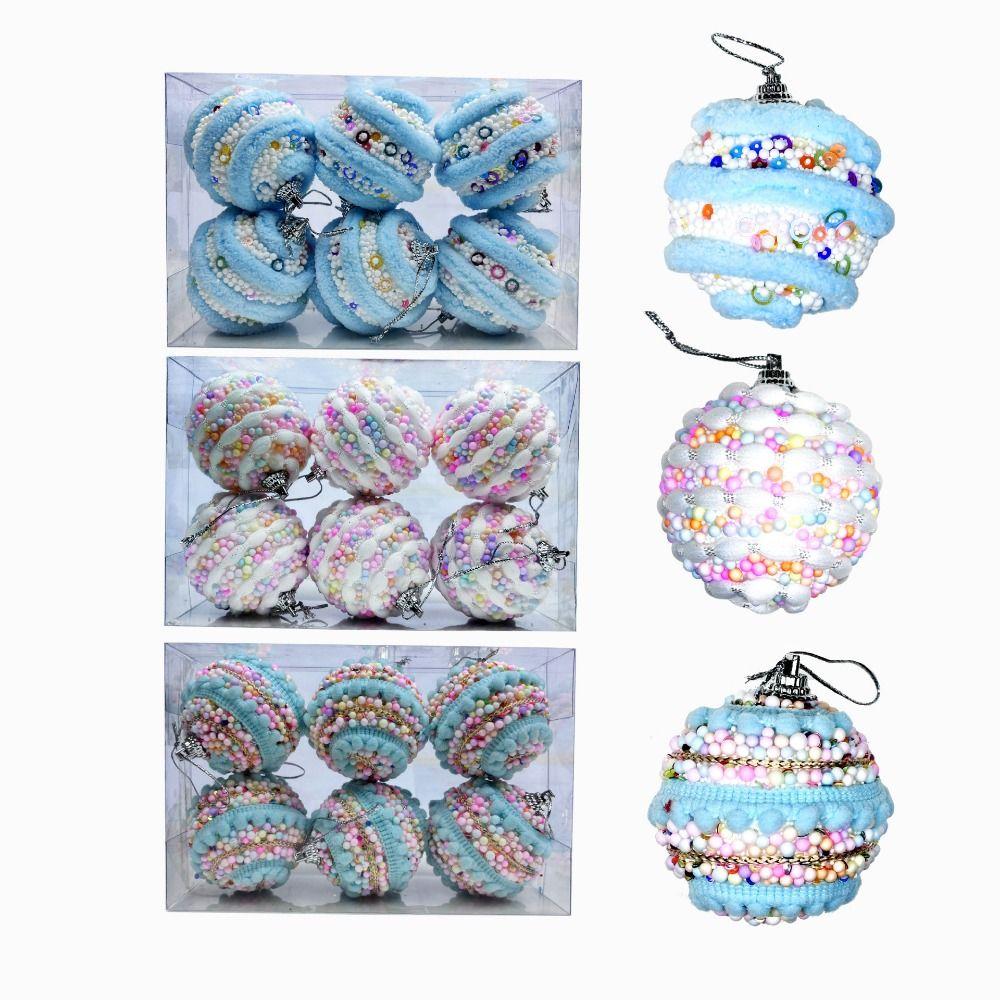 6Pcs Colorful Foam Christmas Balls Reusable Macaron Color Hanging Balls  Party