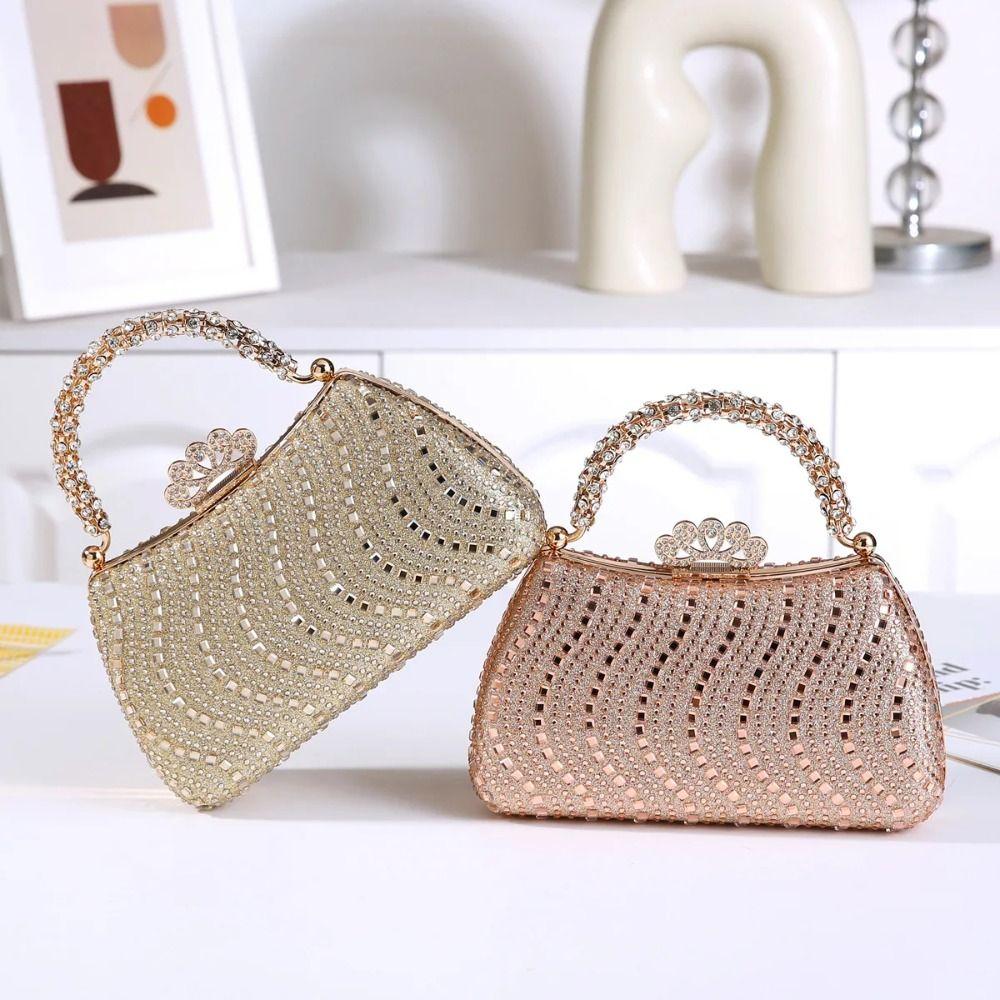 Luxury Diamond Embedded Evening Bag Fashionable Design Elegant Style Chain Purse Small Size Clutch Bag Formal Gathering