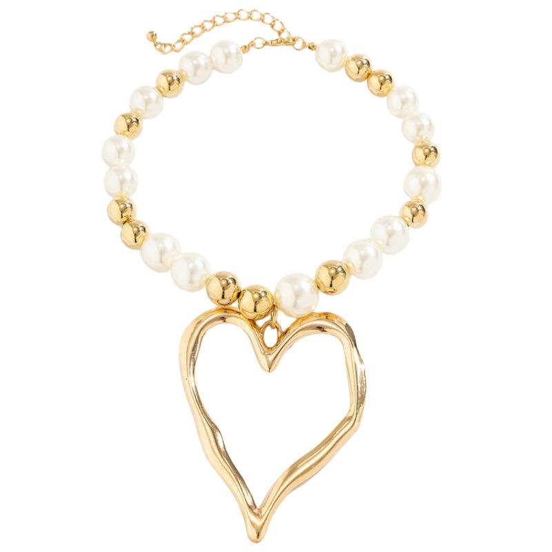 

Unique Irregular Heart Pendant Necklace Fashionable Beads Necklace Stylish Neck Jewelry Suitable for Various Occasions 1 золотий
