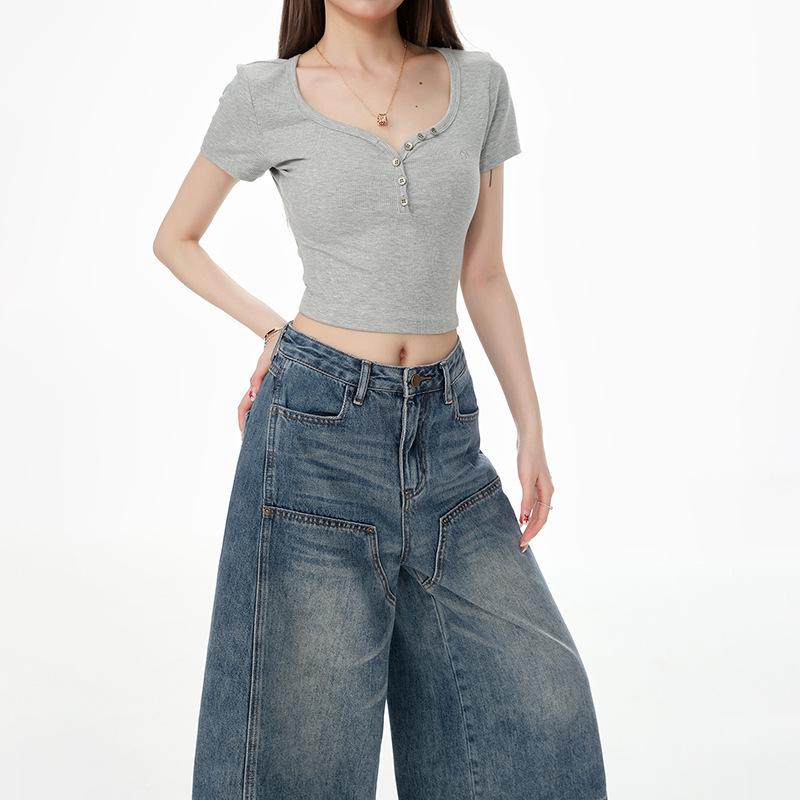 2025 Trendy Women’s Retro Wide-Leg Cropped Pants