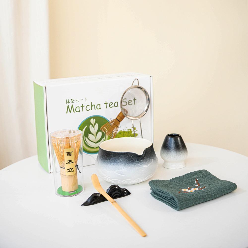 5/7Pcs New Ceramic Japanese Matcha Set Reusable with Pouring Spout Matcha Whisk Set Matcha Making Kit Matcha Equipment