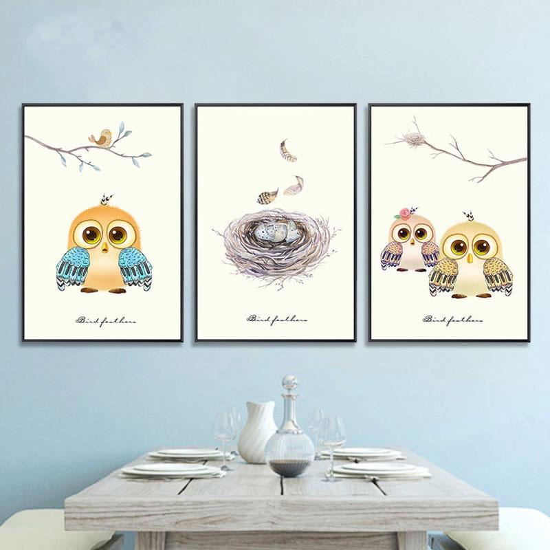 Nordic Poster Picture Cute Bird Family Wall Art Canvas Painting Wall Poster Home Decoration Art Living Room Decoration Unframed