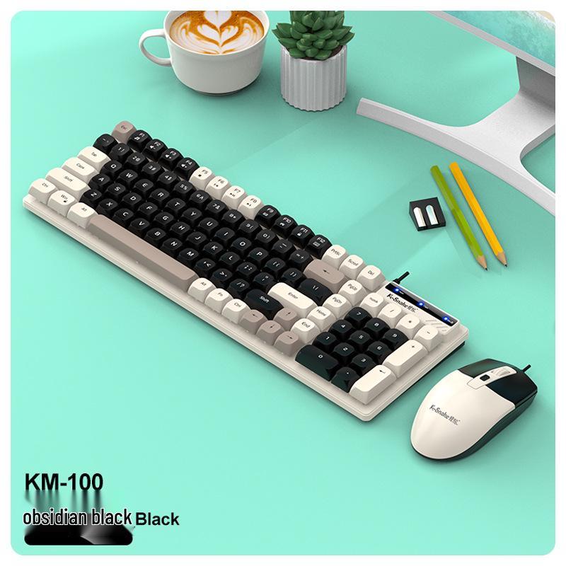 KM100 Viper Wired Keyboard & Mouse Set, 98-Key Color-Block, for Desktop, Laptop, Office & Business Use.
