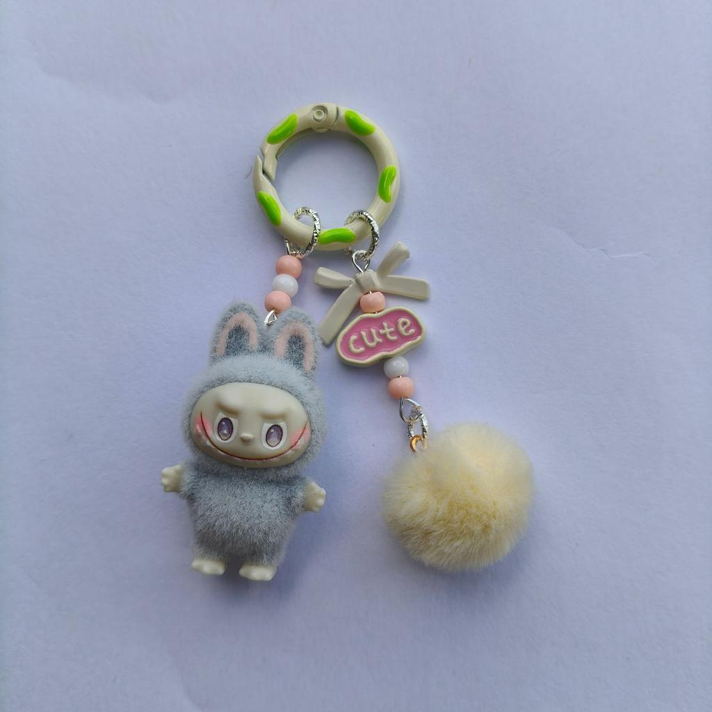 Sanchuang Flocking Mini Keychain Vinyl Cute Bag Mobile Phone Pendant Cute Keychain
