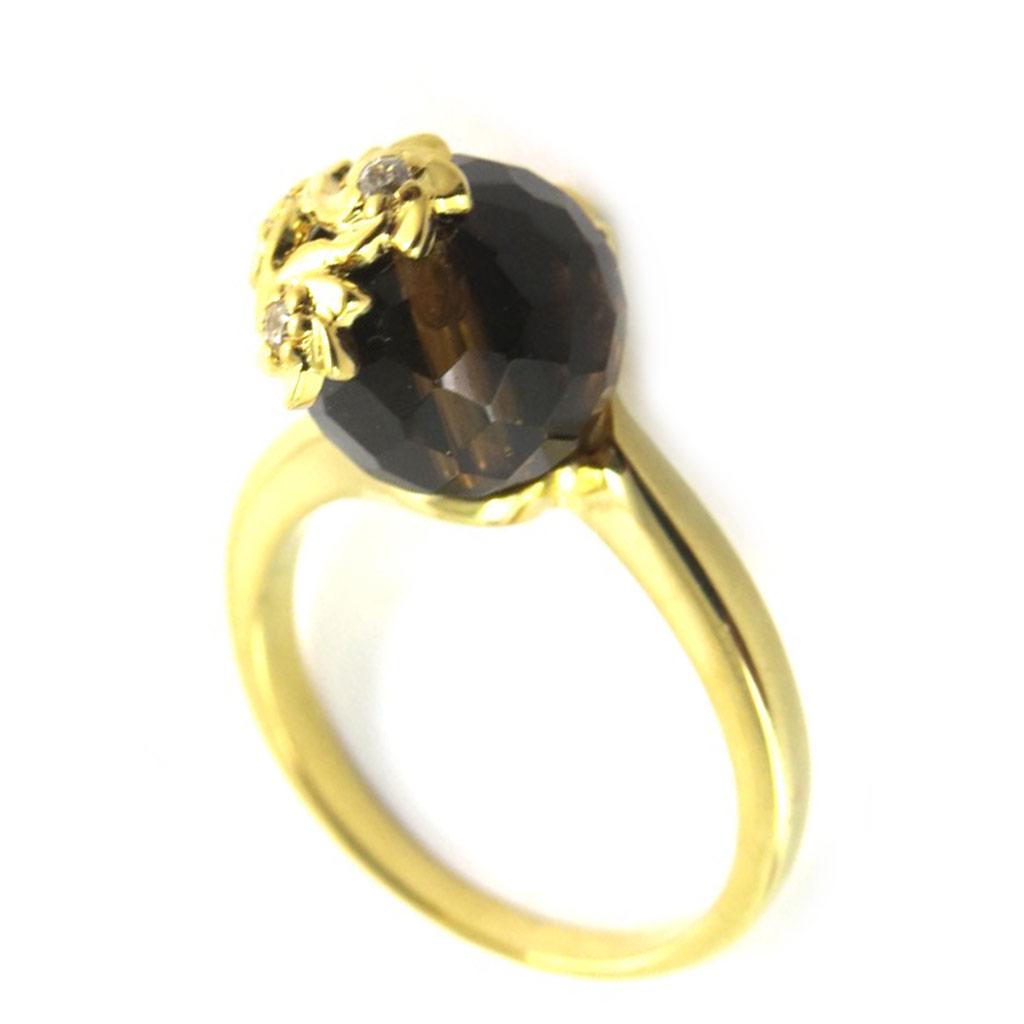 Gold Plated Ring 'Flora' Golden Brown