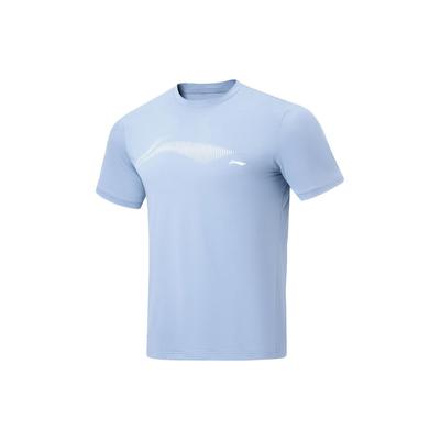 Li Ning Plain Round Neck Pullover Short Sleeve T-Shirt Men Tops Blue ATST591-1