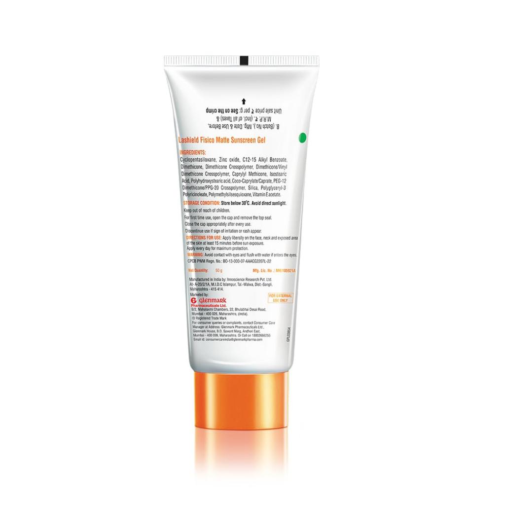 La Shield Fisico SPF 50 PA+++ Mineral Sunscreen Gel 50g | Water Resistant | Non-Greasy No White Cast | Dermatologist Recommended For Sensitive Skin