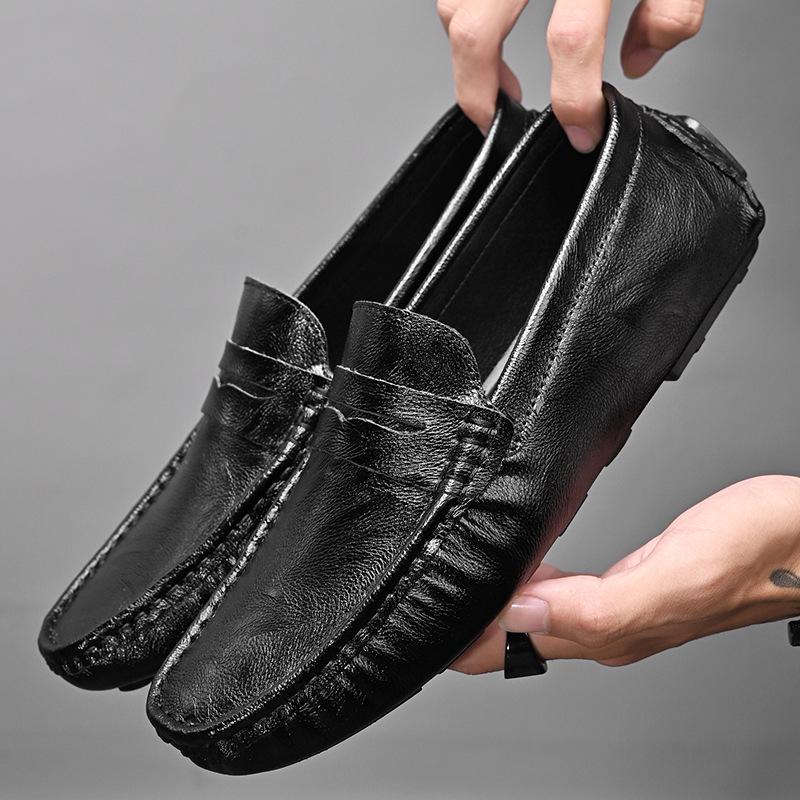 Men s Leather Moccasins - Genuine Leather Formal & Casual Lightweight Slip-On Loafers with Soft Sole 42