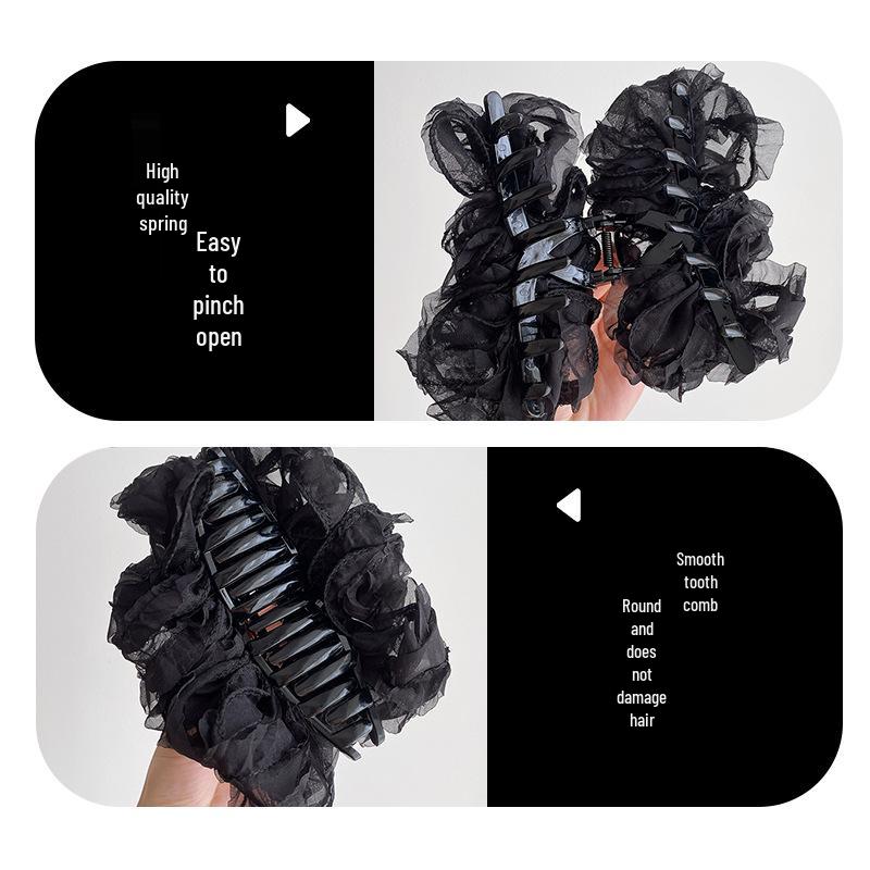 Schwebende Blumen & Klarer Mond Große Weiße Schleife Haarspange – Sanfter Feenhafter Volumenverstärker