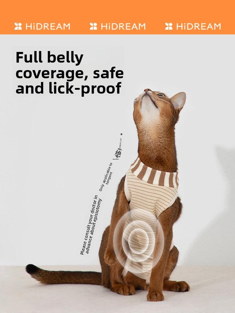 Midpet Striped Cat Sterilization Surgical Gown Anti-Licking Postoperative Recovery Breathable Clothing for Female Cats Weaning