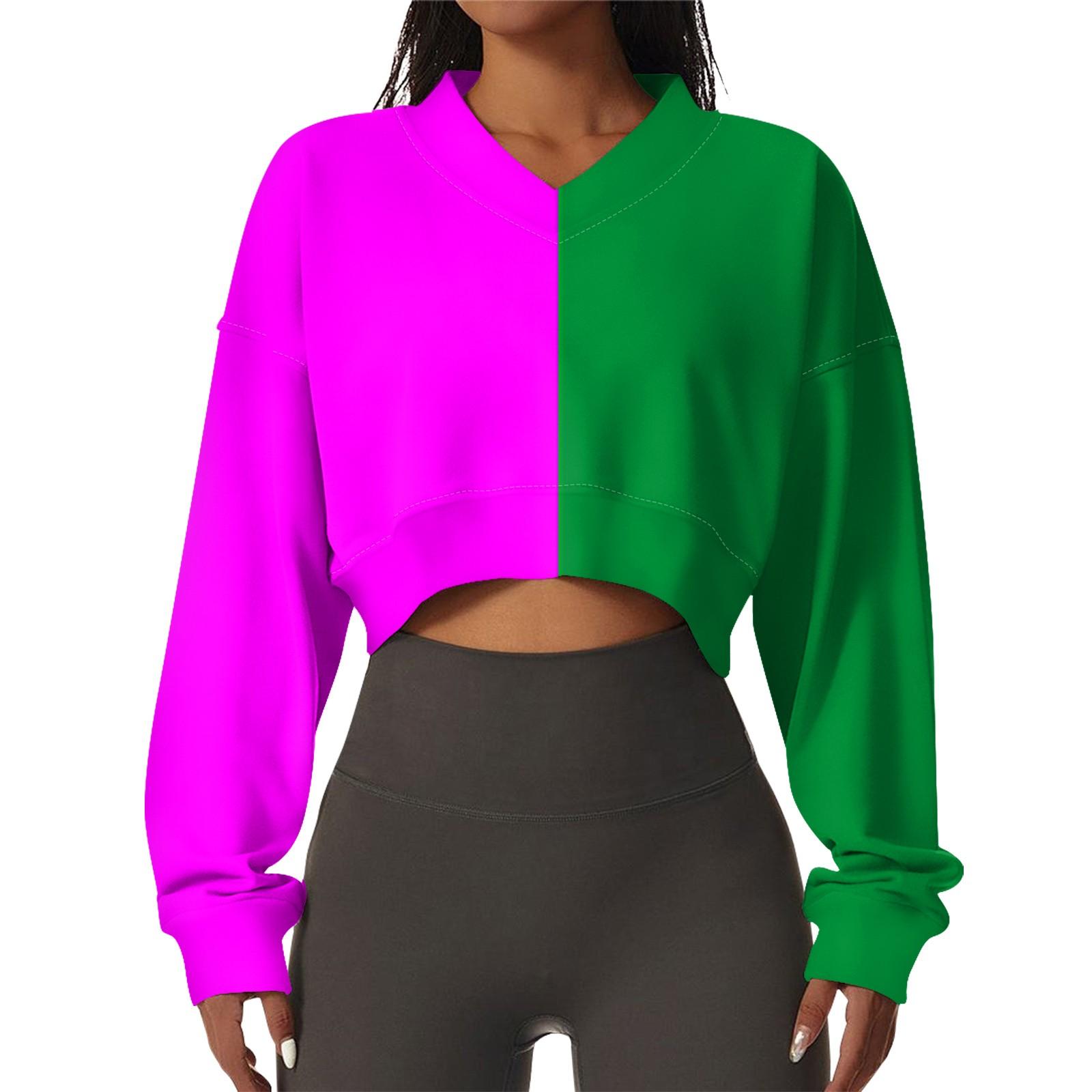 

Женская повседневная модная сексуальная удобная спортивная толстовка с V-образным вырезом и длинным рукавом в полоску с графическим принтом M