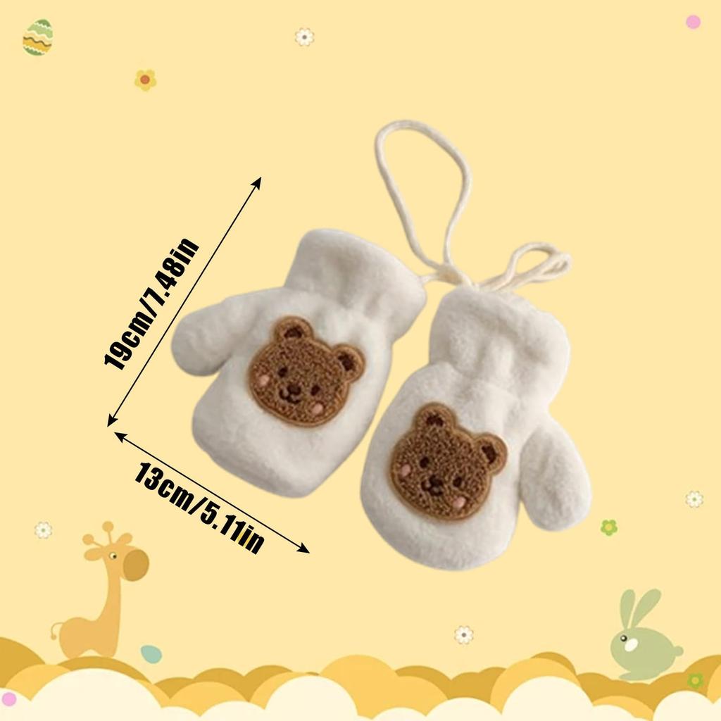 Tidyworm Baby Cute Bear Fingerless Cold Boys and Gloves with Neck Cold Snow Outdoor Ages Mittens, Winter, Design, Gloves, Protection, Girls, Kids'