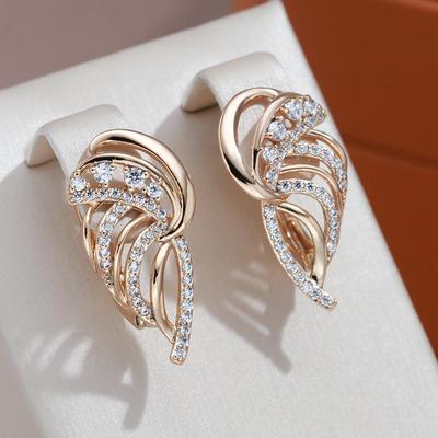 Luxury Texture Full Zircon Drop Earrings for Women Vintage Bridal Wedding Jewelry
