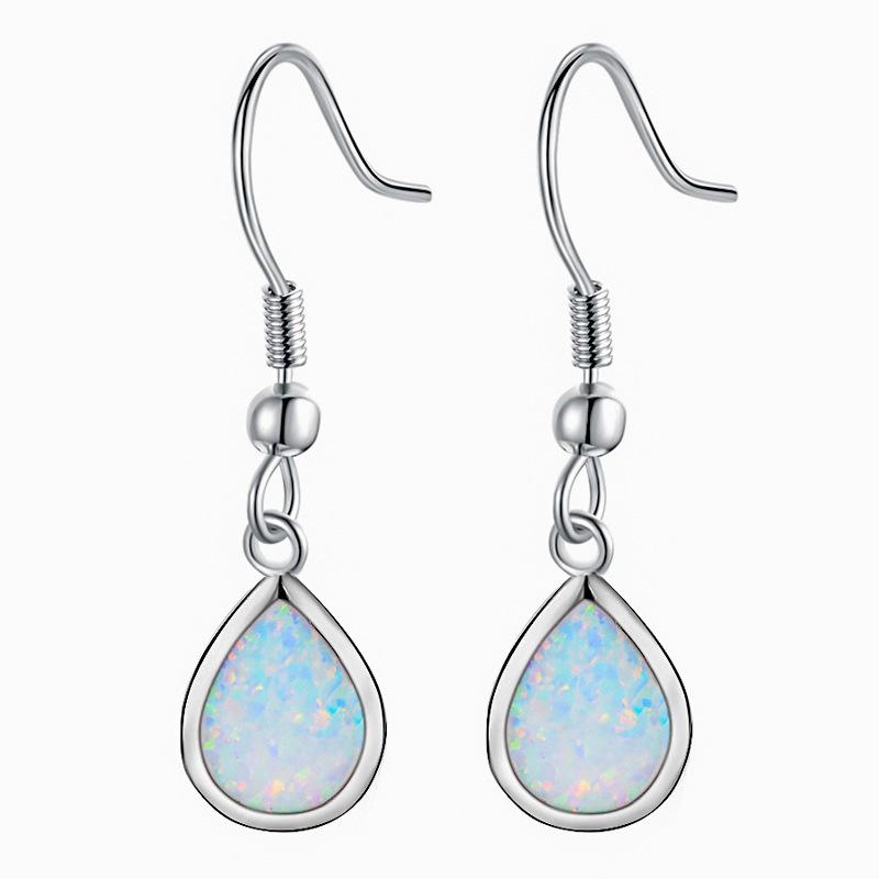 Daily Versatile White Water Drop Shaped Opal Earrings Women's Natural Casual Style Small Face Earrings