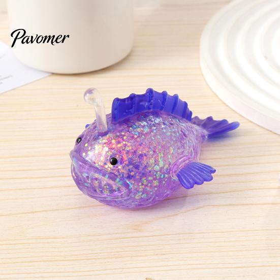 Glitter Stress Ball Lantern Fish Sugar Clear Sea Squeeze Fidget Toy Soft Stretch Anxiety Relief Sensory Hand Relaxation Tool Elastic