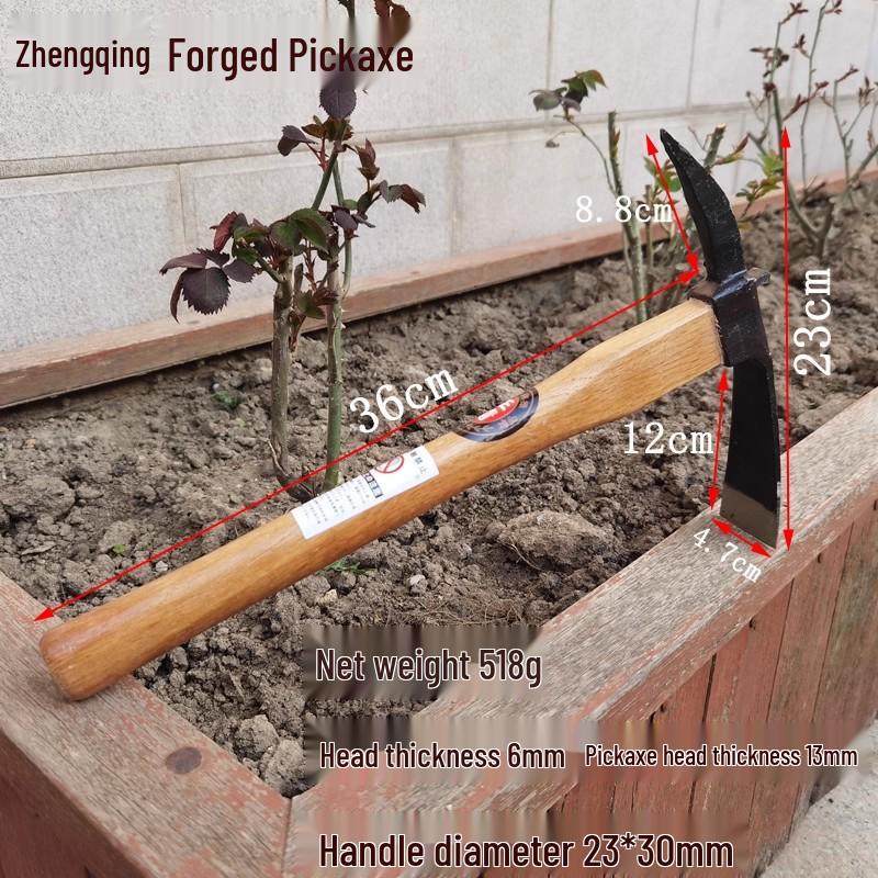 Zhengqing Durable Wooden Handle Forged Hoe, Ideal for Digging Bamboo Shoots, Planting Flowers & Vegetables, and Loosening Soil in Gardens. Forged Hoe Pickaxe