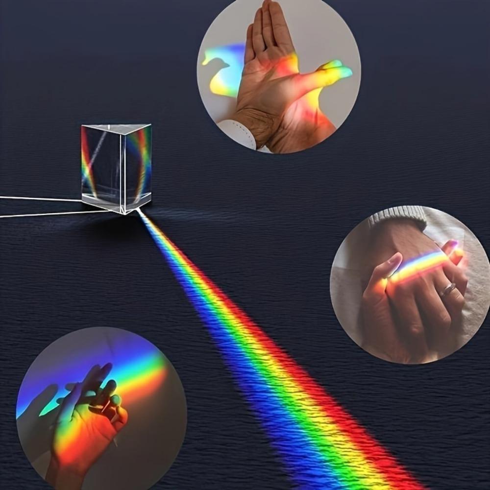 1 stuks Natuurkunde Wetenschap Speelgoed, Drievoudig Prisma Glas, Kleurlicht Spectrum Reflecterend Leren Educatief Speelgoed Voor Schoolonderwijs
