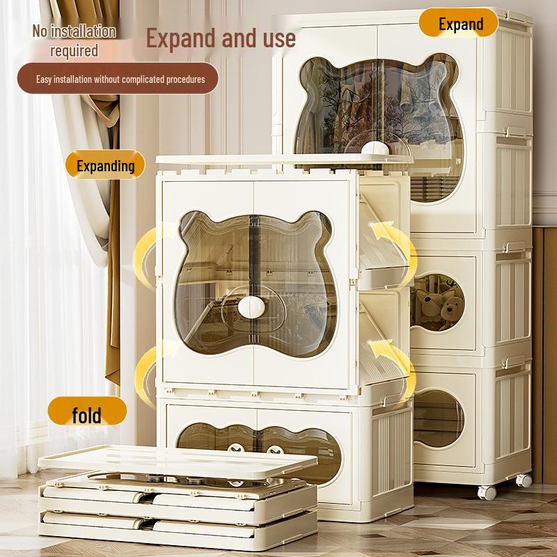Infant Folding Plastic Storage Cabinet: Simple Children's Wardrobe