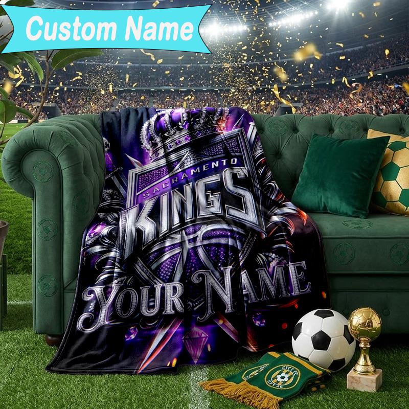Custom Name Blanket Sacramento Basketball Logo Blanket Bedding Blanket for Travel, Camping, Living Rooms, Offices, Sofas, Fan Christmas gift