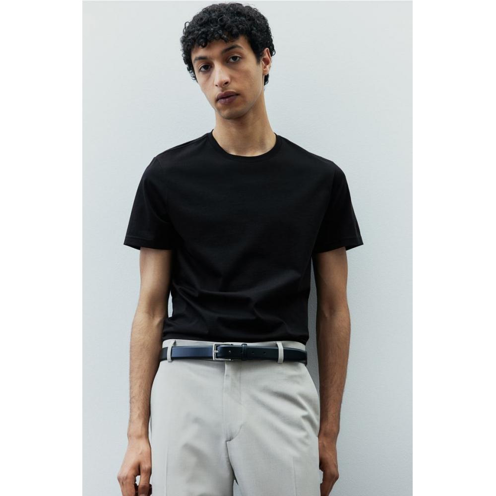 H M sliM FiT piMa CoTTon T sHirT Black