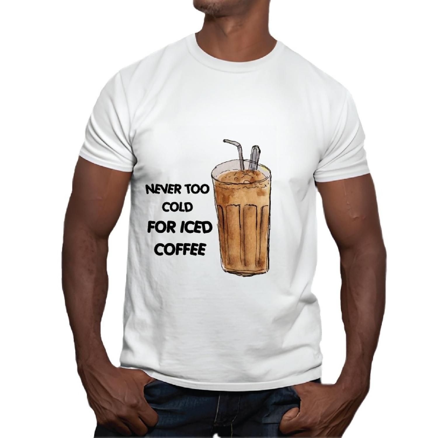 Never too cold for iced coffee for coffee lover Men Women Gray Multicolor T shirt S