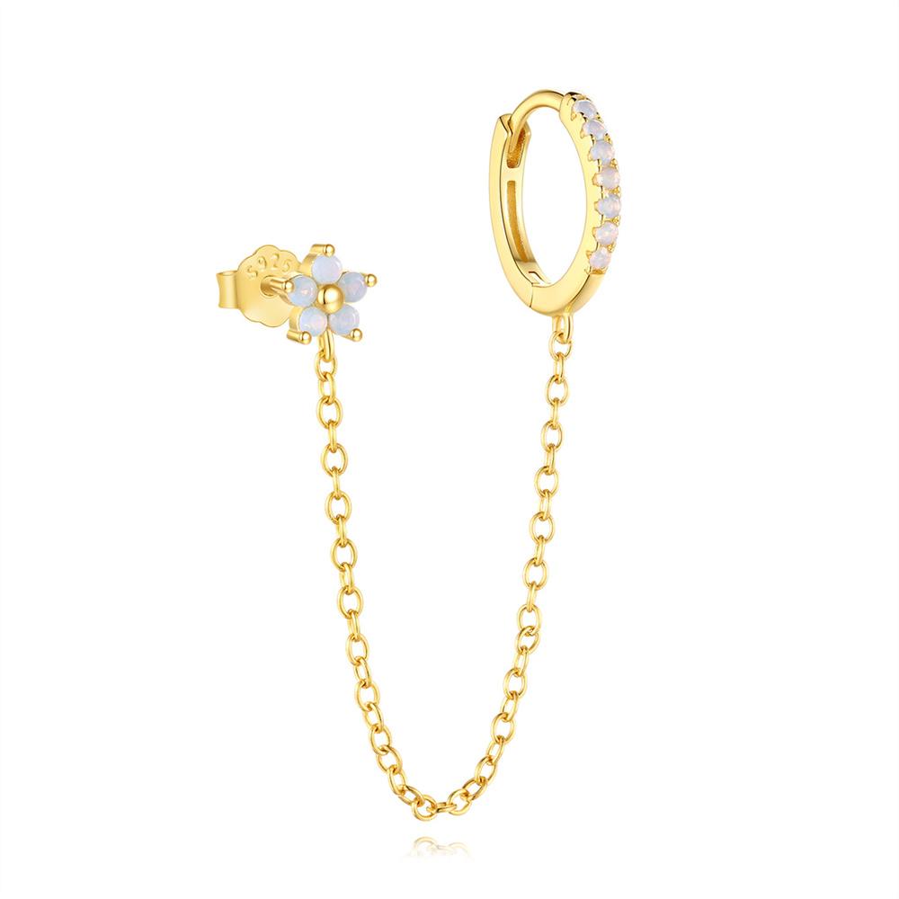 CANNER Pink Heart Shape Zircon Eight Pointed Star 925 Silver Stud Earring For Women Ins Tassel Flower Earring Gift