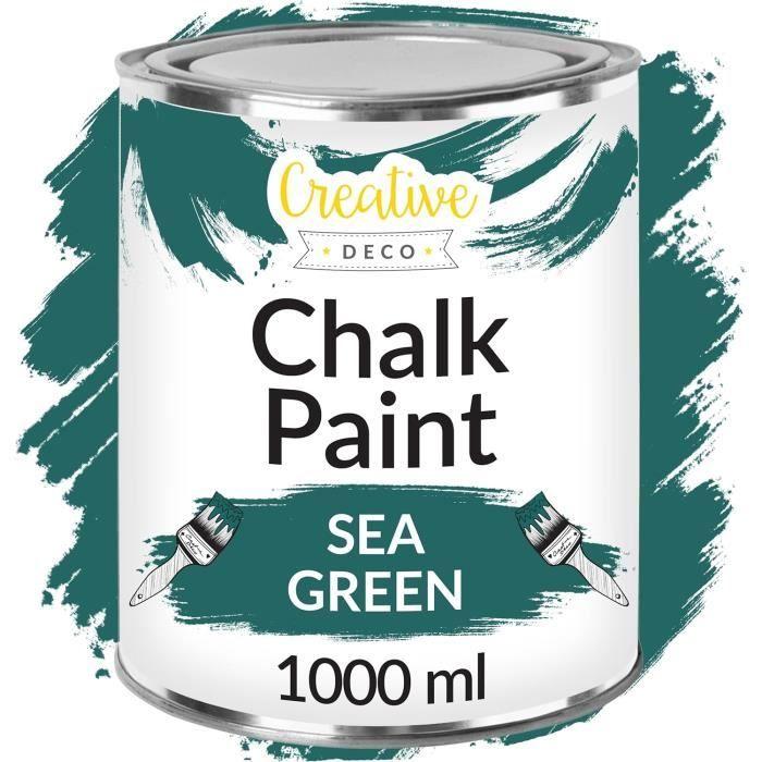 Creative Deco Peinture À La Craie Vert d'Eau 1L | Mat Et Lavable | Idéal Rénovation De Meubles En Bois | Peinture Mur Interieur