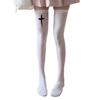 Anime JK Mädchen Kreuz Print Strümpfe Damen Seiden Leggings Strumpfhosen Socken Cosplay Kostüm Über Knie Oberschenkel Hoch Lange Socken