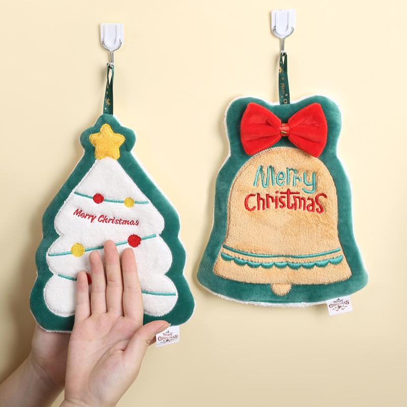 Christmas Creative Hand Towel Decoration Gift Theme Event Towel Coral Fleece Practical Commemorative Small Towel