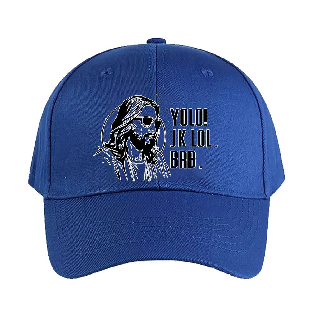 Yolo jk brb jesus Caps Summer Adult Baseball Cap Adjustable with Curved Brim Duckbill Hat Protection Sun Hats Casual