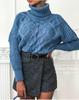 European & American 2024 Autumn/Winter Loose High Neck Cable Knit Women's Sweater