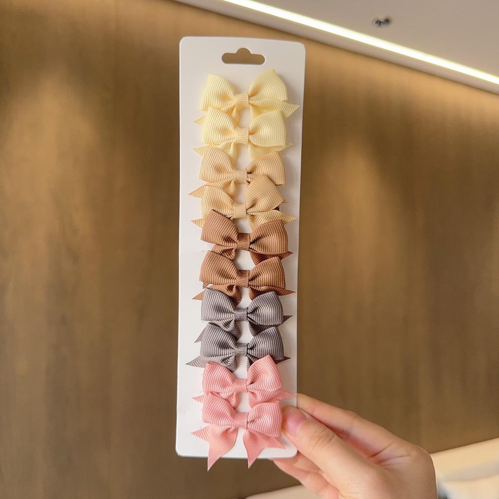 10Pcs/Set New Solid Color Ribbon Kids Bows Hair Clips for Baby Girls Handmade Bowknot Hairpin MiNi Barrettes Hair Accessories
